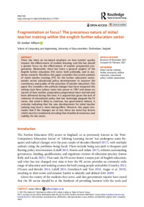 Fragmentation or focus? The precarious nature of initial teacher ...