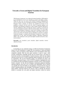 Towards a Green and Digital Transition for European Tourism - Research ...