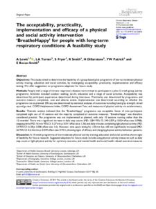 The acceptability, practicality, implementation and efficacy of a ...