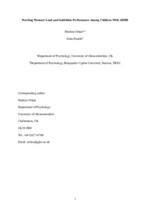 Working Memory Load and Inhibition Performance Among Children With ADHD ...