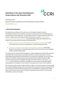 Submission of research evidence to the Labour Rural Research group ...