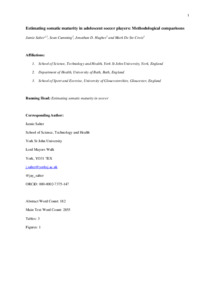Estimating somatic maturity in adolescent soccer players ...